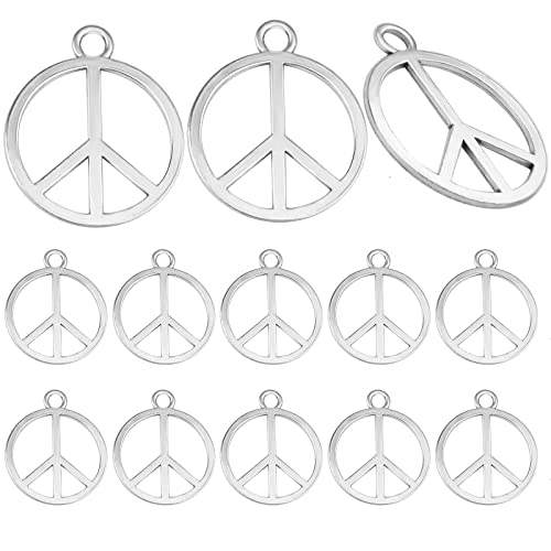 BronaGrand Sign Pendant Charms Alloy Peace Symbol Charms Peace Sign Beads Pendants Jewelry Charms Craft Supplies for DIY Necklace Bracelet Jewelry Making Accessory - color: Silver