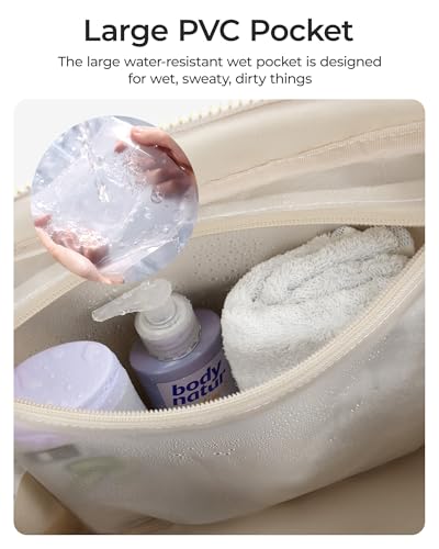BAGSMART Gym Bag for Women, Duffle Bag for Travel with Wet Pocket, Lightweight Carry on Weekender Duffel, Water Resistant - color: M-Ivory, size: Medium