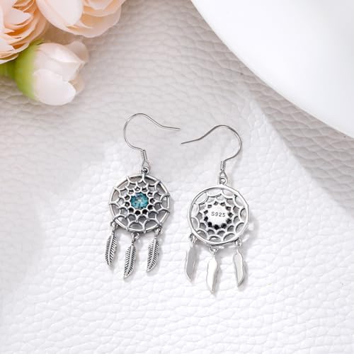Western Earrings for Women 925 Sterling Silver Turquoise Western Country Dangle Drop Earrings Country Jewelry Gifts for Cowgirl Cowboy - style: Dream Catcher