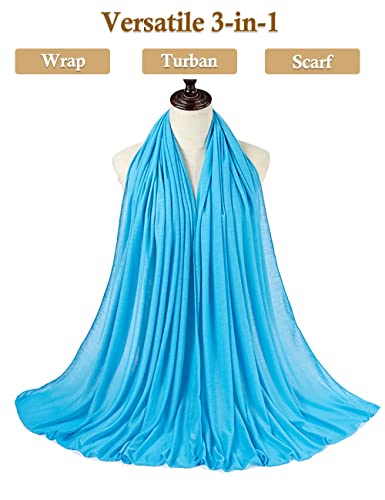 Nonbongoy Head Wraps for Black Women Stretch Headwraps Large Hair Wraps Hijab Scarves for Muslim Head Scarf Turban Headbands - color: 1-sky Blue Headwrap
