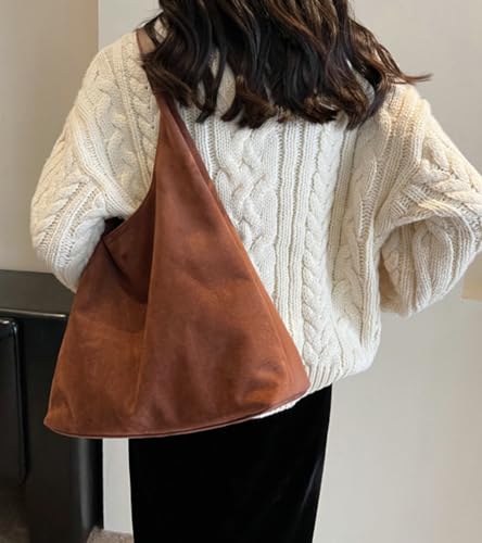 Womens Fashion Suede Shoulder Bags Large Tote Bag Retro Purse Handbag Casual Work Ladies Top Handle Satchel - color: A-wine Red