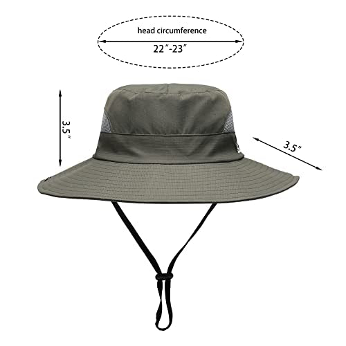 Womens Summer Sun Hat Beach Hat Wide Brim Outdoor UV Protection Hat Foldable Cool Mesh Ponytail Bucket Hat - color: Pure Army Green