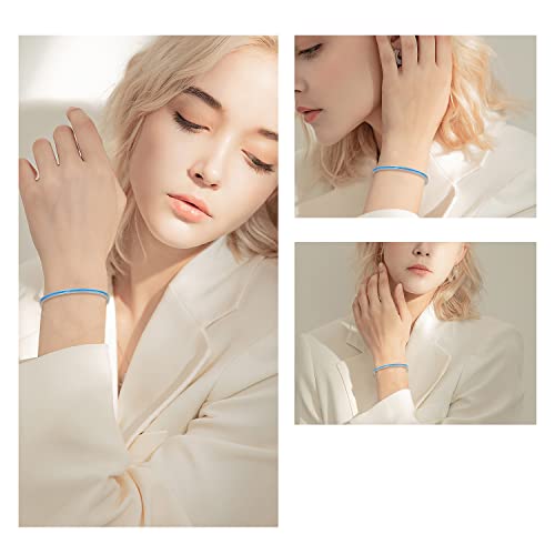 CiNily Womens Cuff Bracelet,Opal Bangle Bracelets Gold Plated Hypoallergenic Ladies Gemstone Open Cuff Bangle Bracelet - color: thin open cuff bracelet-blue