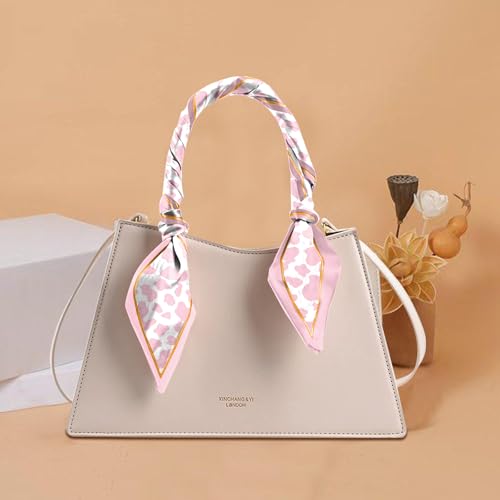 Hair Head Scarf Silk Feeling Long Satin Neck Satin Scarves for Handbag Cute Aesthetic Decoration Women Girls 59 * 6.7” - color: Y8-pink Cow