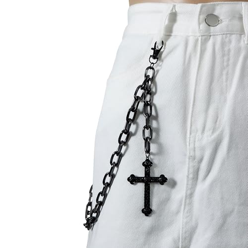Layered Pants Chain for Men Women Punk Chain Hip Hop Jewelry Clothing Accessories Vintage Jeans Chains - style: Black one layered
