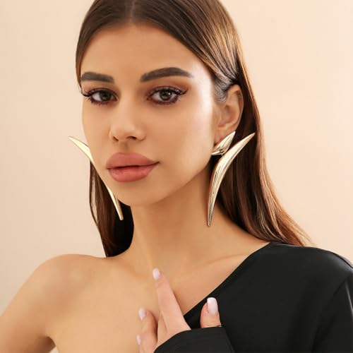Unique Large Y2k Gold Statement Dangle Earrings for Women Exaggerated Big Irregular Oversized Silver Dangling Drop Earring Vintage Punk Jewelry Accessories - color: Gold