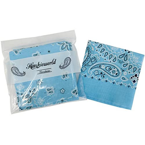 Single Pack Bandanas 60s Premium Cotton Soft Thin Handfeel Large Handkerchief for Men and Women - color: 1 Pack-light Blue