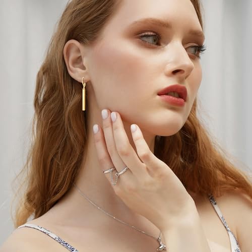 Leverback Earrings Dangle Earrings for Women Dangly Earrings Anniversary Birthday Gifts for Women - style: Vertical Bar Earrings-Gold