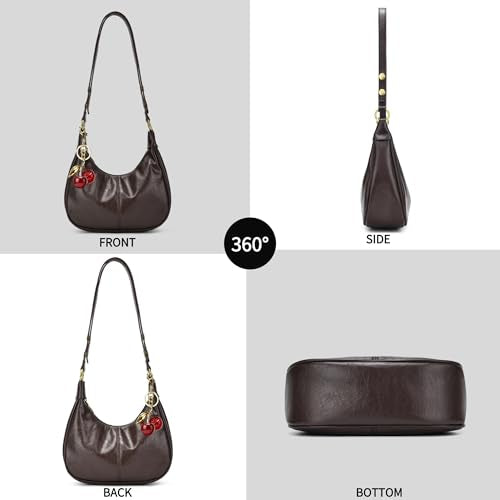 Small Hobo Bags Crescent Shaped Shoulder Bags for Women Mini Cherry Purse Fall Soft Crossbody Handbag 2025 - color: Wy26-28brown