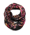 Scarfand's Romantic Rose Prints & Floral Patterns Lightweight Infinity Fashion Scarves Wraps - color: Bouquet Rose Black