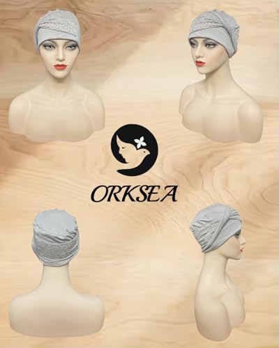 Chemo Headwear for Women Knot Beanies with Stretch Elastic Turbans Soft Cancer Hats Head Coverings Scarf Headwraps - color: Gray