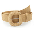 Straw Woven Elastic Belt for Women Stretchy Boho Braided Waist Belt Rattan Belts for Dress