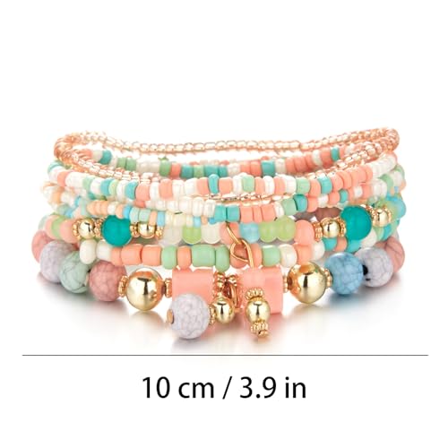 Beaded Bracelets for Women,Bohemian Stackable Style Multilayered Stretch Bracelets Friendship Jewelry Summer - color: Style 1, size: Bead