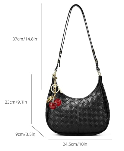 Small Hobo Bags Crescent Shaped Shoulder Bags for Women Mini Cherry Purse Fall Soft Crossbody Handbag 2025 - color: Wy26-97black