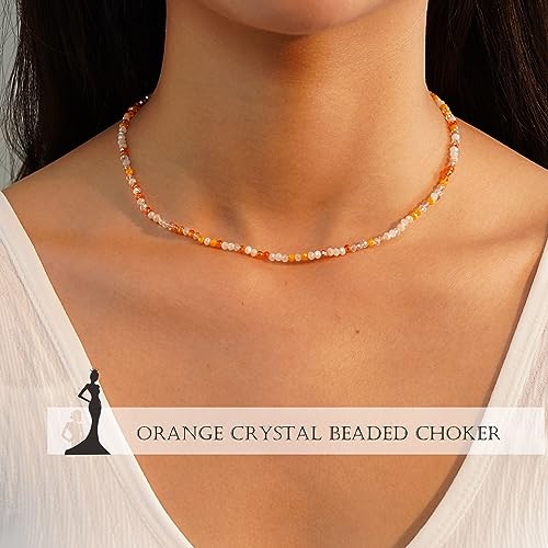 JSJOY Tiny Crystal Beaded Choker Necklaces for Women Colorful Beaded Necklace Dainty Choker Necklaces Simple Boho Jewelry Gifts for Teens Handmade Shining Bead Necklaces Gifts - color: Light Blue
