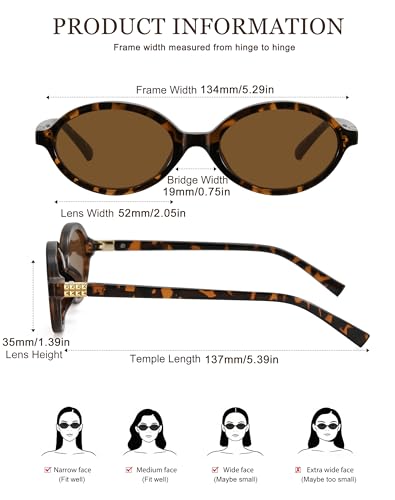 WOWSUN Retro Oval Sunglasses Womens Trendy Sun Glasses Sunnies UV400 Protection - color: 3 Pack: Black+tortoise Frame Brown Lens+black Frame Brown Lens