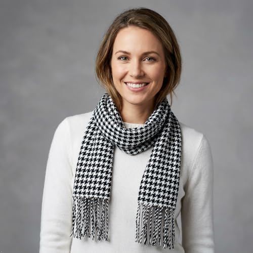 VERONZ Super Soft Classic Cashmere Feel Winter Scarf - color: Black White Houndstooth