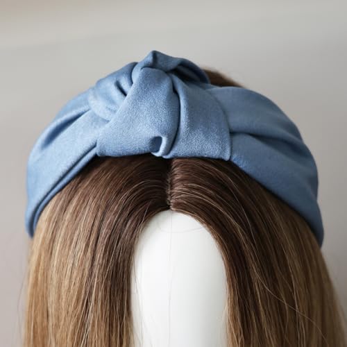 Blue Wide Knotted Headbands for Women Fashion Headband Non Slip Head Bands Hair Styling Accessories Womens Sisters Gifts - color: Blue