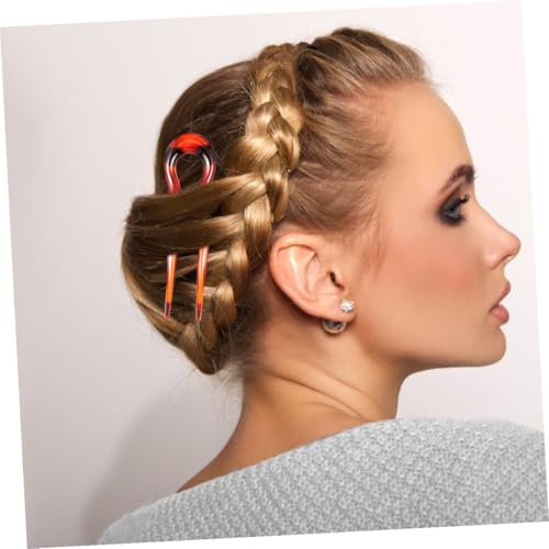 VICASKY 3pcs U-shaped Leopard Print Hair Pins Set Resin Double-prong Hair Forks for Women Styling Accessories for Bridal Updo and Everyday Use