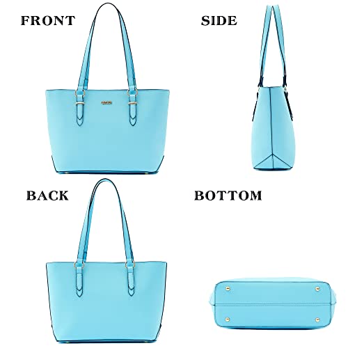 Purses And Wallets Set For Women Work Tote Satchel Handbags Shoulder Bag Top Handle Totes Purse With Matching Wallet - color: A101-3pcs/Set Pinkblue