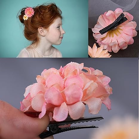 21 Pieces Silk Flower Hair Clip Women Aesthetic Boho Floral Hair Barrettes Handmade Rose Bride Barre Hair Accessories Wedding(Purple & Blue) - color: Purple & Blue