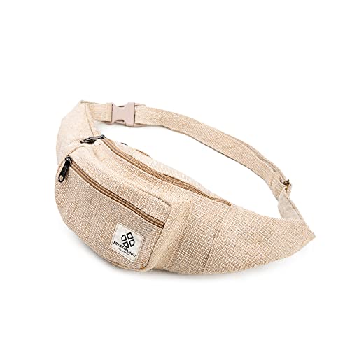Freakmandu Eco-Friendly Boho Hippie Style Hemp Fanny Pack White Hip Waist Bag for Hiking Running Jogging (Nirvana) - color: Nirvana