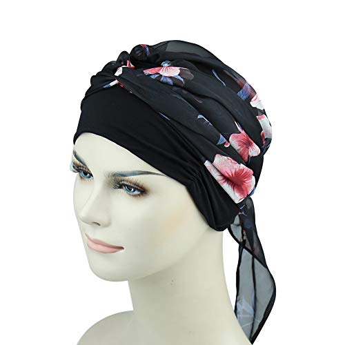 Chemo Headwear Turbans for Women Long Hair Head Scarf Headwraps Cancer Hats - color: Both Burgundy