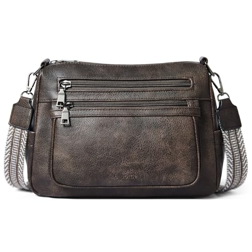 Bluome Crossbody Purses for Women, Medium Large Faux Leather Crossbody Bags Lightweight Sling Bag Shoulder Handbags - color: Coffee, size: Medium 7L