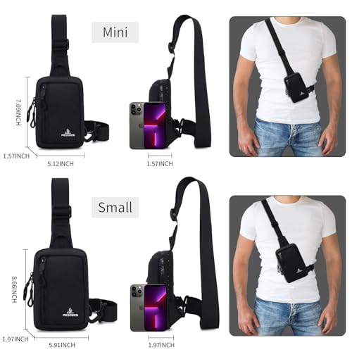 Peicees Small Crossbody Bag for Men Women Mini Sling Bag Travel Running Phone Daypack Cross Body Shoulder Bags, 2 Sizes, Mini Black - color: Black, size: Mini