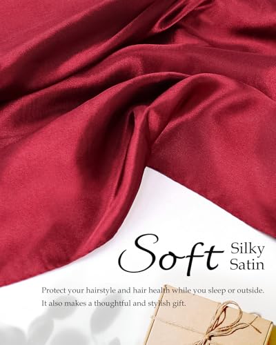 Silk Like Press Wrap Cap with Attached Hair Net Scarf - 2 in 1 Satin Scarf for Women, Soft Headband Hair Wrap for Sleep (Wine) - color: Wine