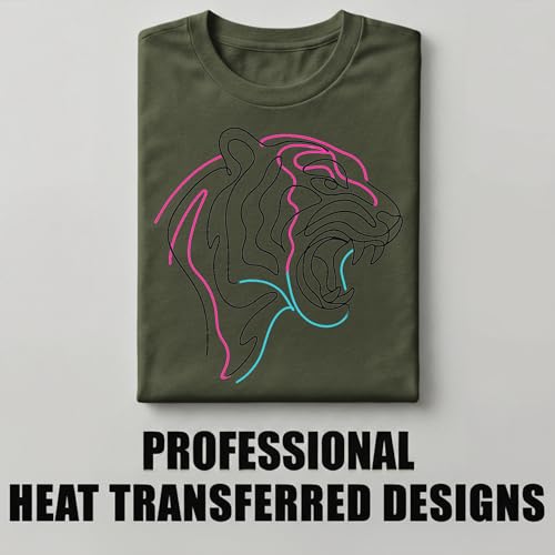 Neon Tiger T-Shirt – Minimalist Retro Apparel – 100% Cotton Unisex Tee - color: Green, size: Large