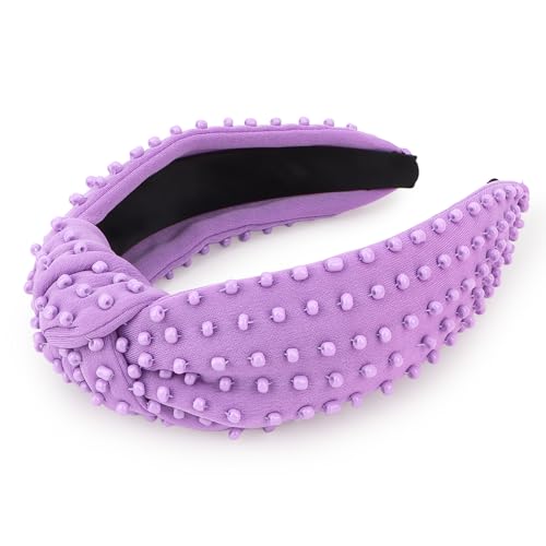 YISSION Lavender Purple Knotted Headband for Women - Wide Beaded Hair Hoop, Stylish Hair Accessory for Daily Wear, Parties & Casual Outfits - color: Purple