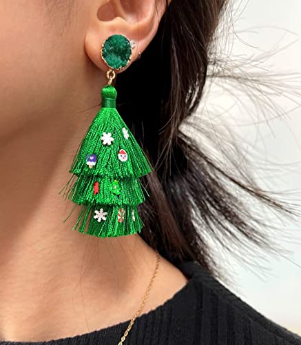 Me&Hz Colorful Layered Tassel Earrings Bohemian Statement Tiered Tassel Big Dangle Drop Earrings for Women Druzy Studs Valentine’s Day Gift - color: Christmas B