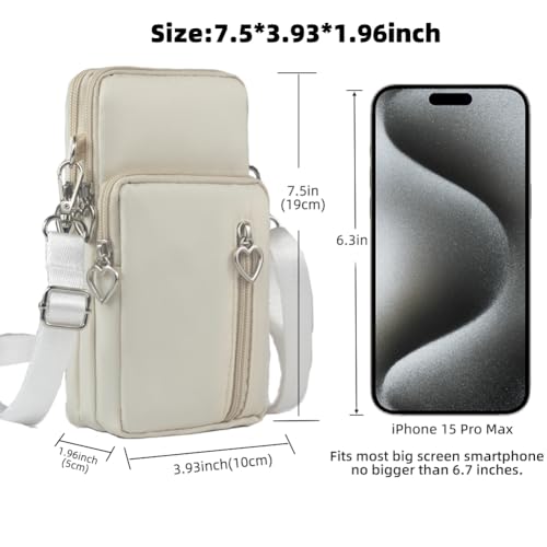 JANKS Small Crossbody Bag for Women - Mini Phone Purses with Crossbody Strap and Wallet - Nylon Arm Bag - color: A-off-white