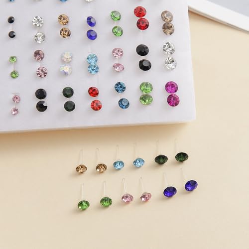 Multi-Color Stud Earrings Set for Women- Several Sizes Colors Rhinestone Faux Pearl Earrings, Daily Wear/Party Jewelry, Hypoallergenic Posts - style: 50 pairs
