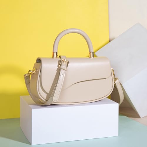 Milan Chiva Small Top Handle Purse for Women Elegant Crossbody Bag with Adjustable Strap for Evening Party & Daily Use - color: Tan