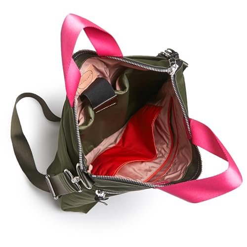 shortyLOVE Wonder Crossbody Messenger Bag - Womens Stylish Nylon Travel Handbag with 55" Adjustable Removable Strap - color: Army Green