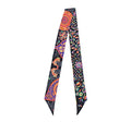 JERLA 100% Mulberry silk Scarf bag scarf Head Hair Ribbon Handbag Handle wrap Tie Bundle Neckerchief Scarf for women - color: Flower Black
