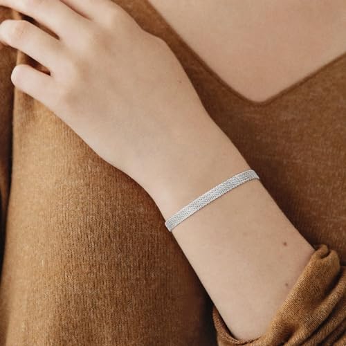 Tennis Mesh Bracelet 14K Gold/Sterling Silver Plated Copper Dainty Adjustable Heart Clover Butterfly Charm Hand Bracelets for Women Brides Stackable Fashion Jewelry Wedding Prom Gift - style: C-SL