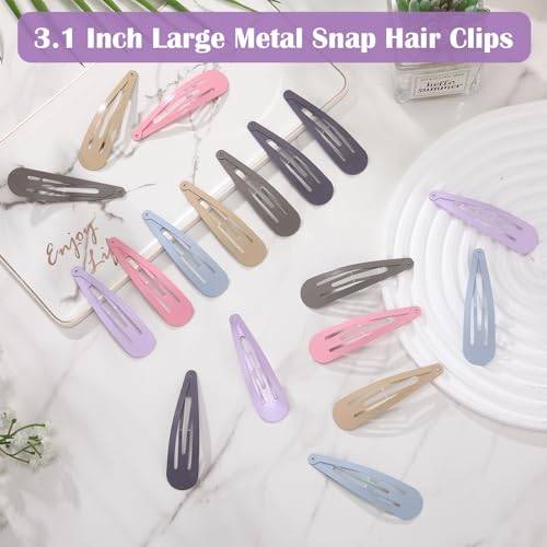 WILLBOND 30 Pieces 3.1 Inch Large Metal Snap Hair Clips Nonslip Barrettes Women Hair Accessories (Morandi Color) - color: Morandi Color, style: Minimalist