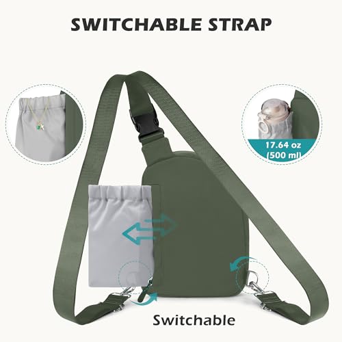 TOPEAST Anti Theft Crossbody Bags for Women Men, Small Sling Crossbody Bag Travel Purse Shoulder Wallet with RFID Blocking - color: 4-dark Green