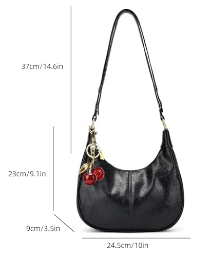 Small Hobo Bags Crescent Shaped Shoulder Bags for Women Mini Cherry Purse Fall Soft Crossbody Handbag 2025 - color: Wy26-28black