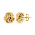 LeCalla Sterling Silver Love Knot Stud Earrings - Lightweight Italian Design Twisted Earrings for Women - color: Small Yellow-Gold Knot