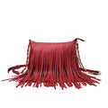Solene Fringe Crossbody Shoulder Bag with Strap, Tassel Messenger bag, Country Style Western Fringe Purse for Women - color: Red