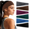 YARIEW 6Pcs Headbands Paisley Bandanas Head Bands Sweat Band Hair Wrap Headwrap Fashion Boho Wide Thick Workout Yoga Elastic Headbands Mens Cooling Running Sports Headband Sweatbands for Women and Men - color: Dark Gray, Brown, Maroon, Light Blue, Dark Gr
