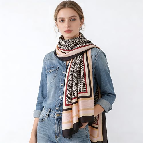 Silk Scarf Mulberry Silk Fashion Scarves Long Lightweight Shawl Wrap … - color: W06