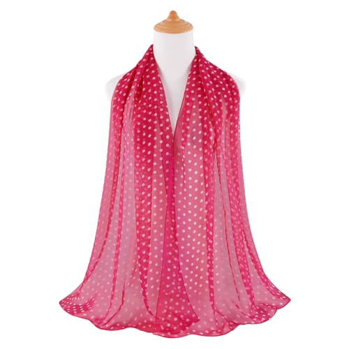E-Clover Unique Fashion Women's Scarf Chiffon Sheer Scarves for Women Lightweight - color: Pink Polka Dot-01