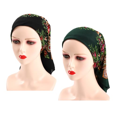 K-Elewon 27.5” Women Medium Square Scarf Head Scarf- 2PCS Neck Scarf Hair Scarf Head Sleeping Wraps Scarfs for Women H07 - color: Se11(2pcs)