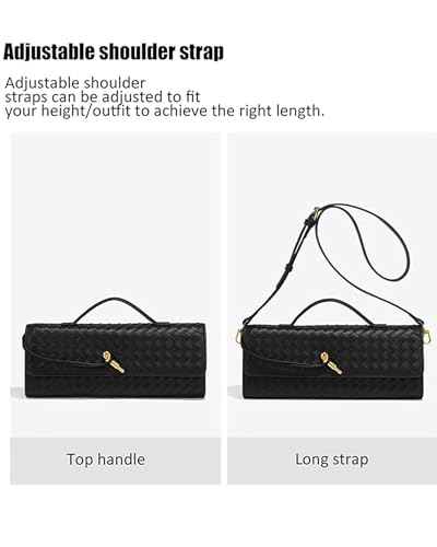 NEWBELLA Handwoven Women's Clutch Purse, Crossbody Bag with Adjustable Strap for Evening & Casual Use - color: Black