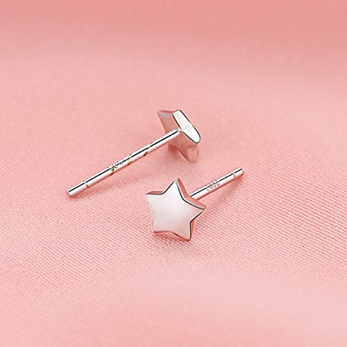 3 Pairs 925 Sterling Silver Star Stud Earrings for Women,Tiny Simple Geometric Stud Earrings Set Small Hypoallergenic Cartilage Tragus Ear Jewellery for Men (3/4/5mm) - color: 03 Silver-1 Pairs-5mm